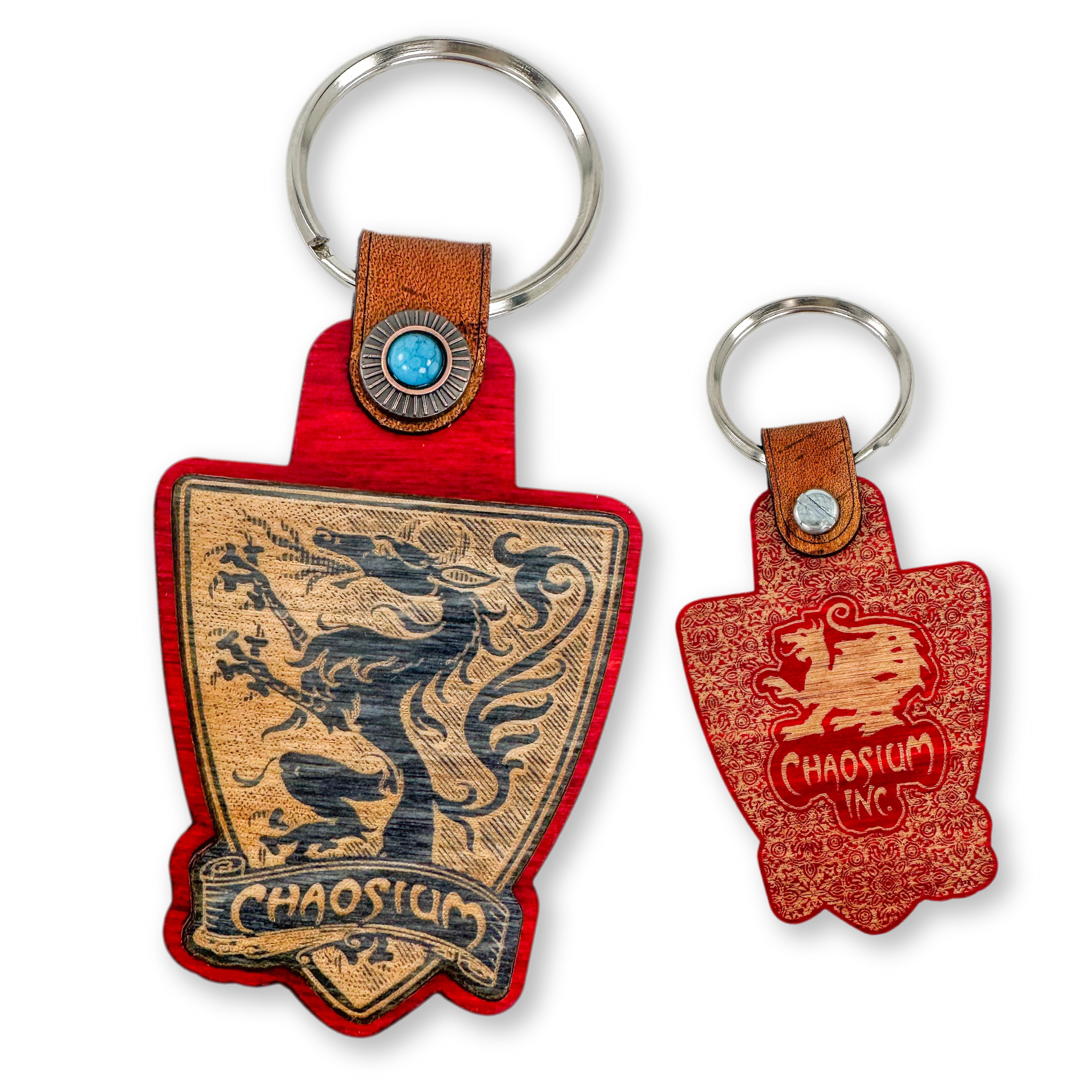 Chaosium Dragon Wood Key Chain w/ Blue Stone Closure