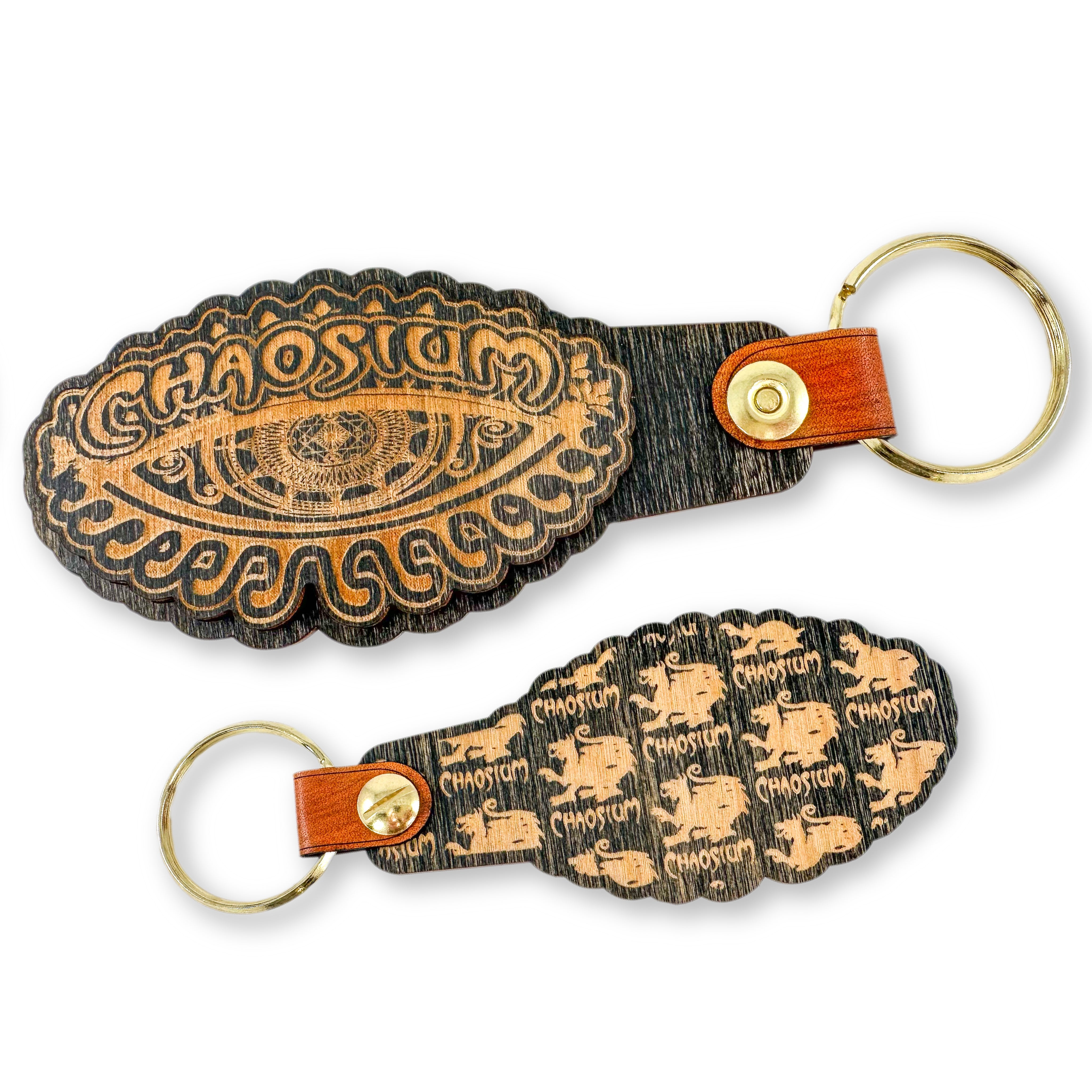 Chaosium All Seeing Wood Key Chain w/ Brass Closure