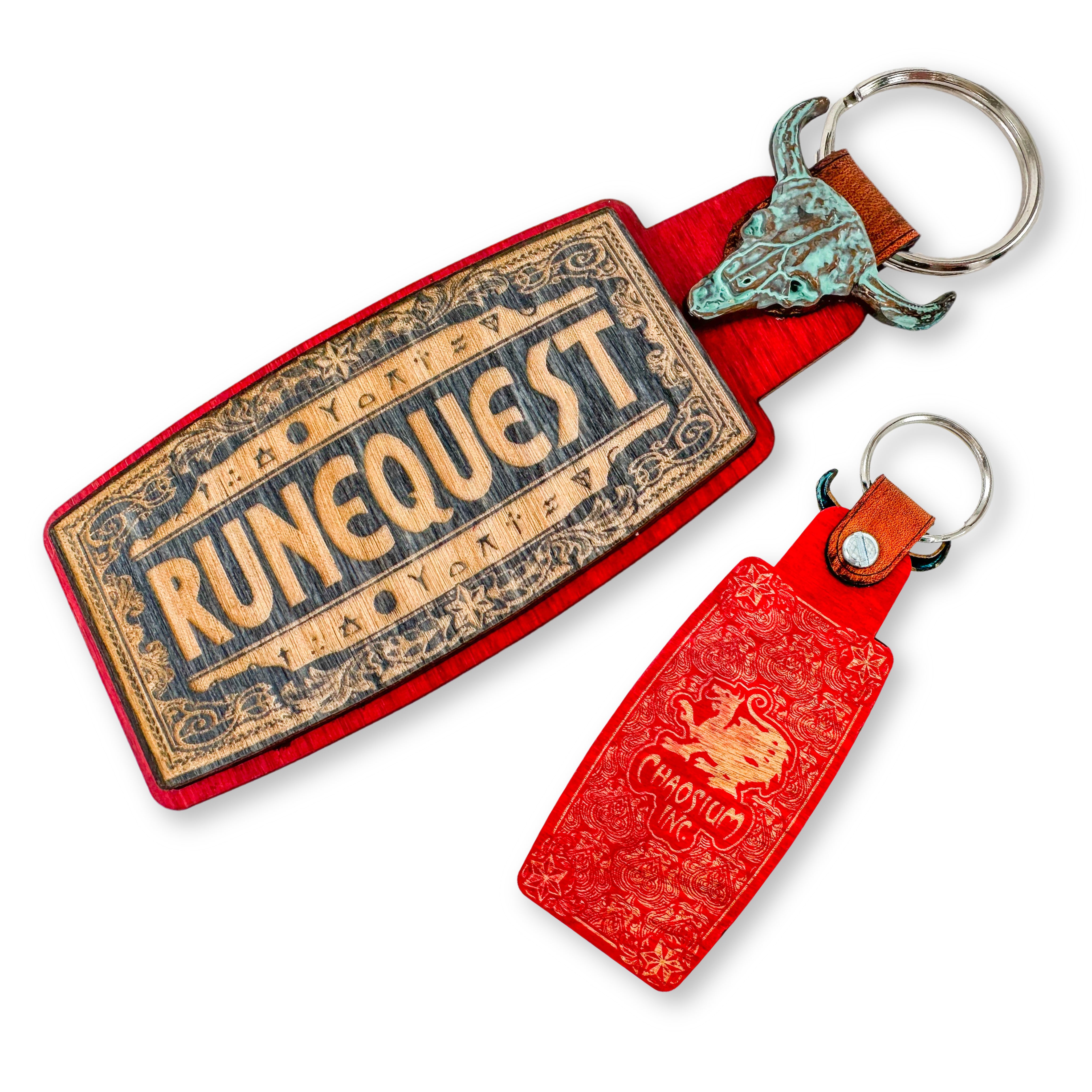 Chaosium Runequest Wood Key Chain w/ Skull Closure