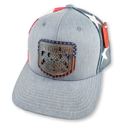 Chaosium Cthulhu For Pres Shield - USA Light Gray Trucker Hat Style