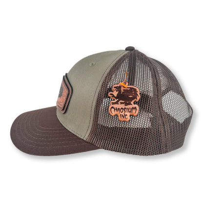 Chaosium Est. 1975 Dragon Shield - Khaki & Brown Trucker Hat Style